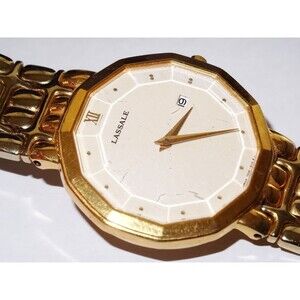 12-Sided 33mm Seiko Lassale Goldtone Fashion Watch 7N29-5069 w/ Faceted Crystal